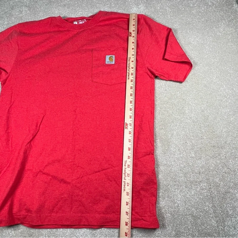 Carhartt Pocket T Shirt Loose Fit Short Sleeve Crew Neck Red Logo Men's Small